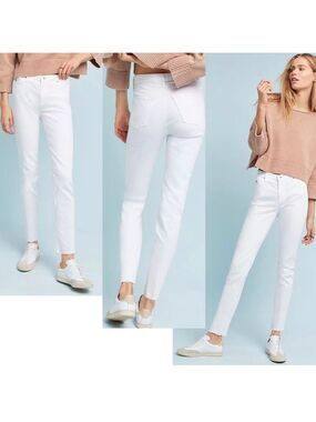 AG Adriano Goldschmied white The Farrah Skinny Ankle high rise denim jeans 27